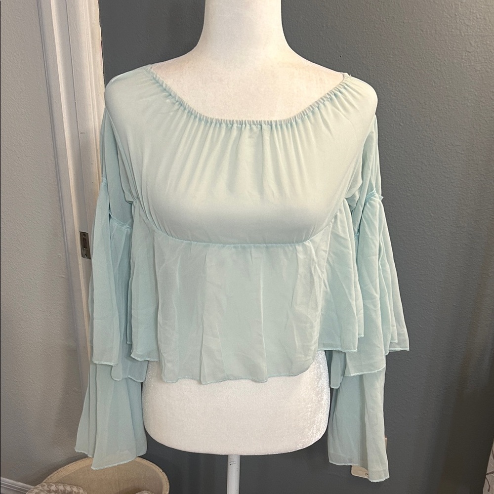 SHEIN Light Blue Flowy Blouse